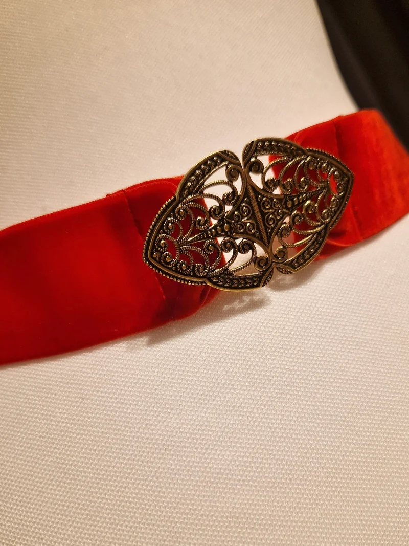 Trachtengürtel Samt Stretch Goldstich rot/gold