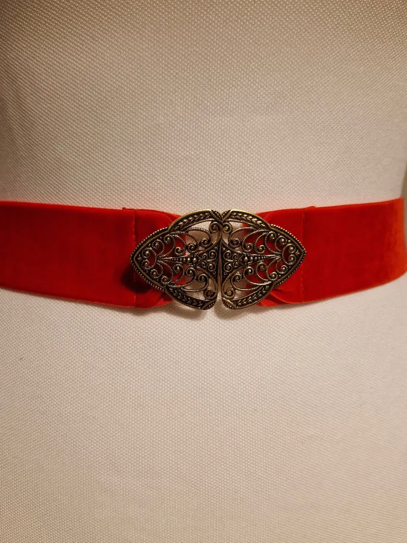 Trachtengürtel Samt Stretch Goldstich rot/gold
