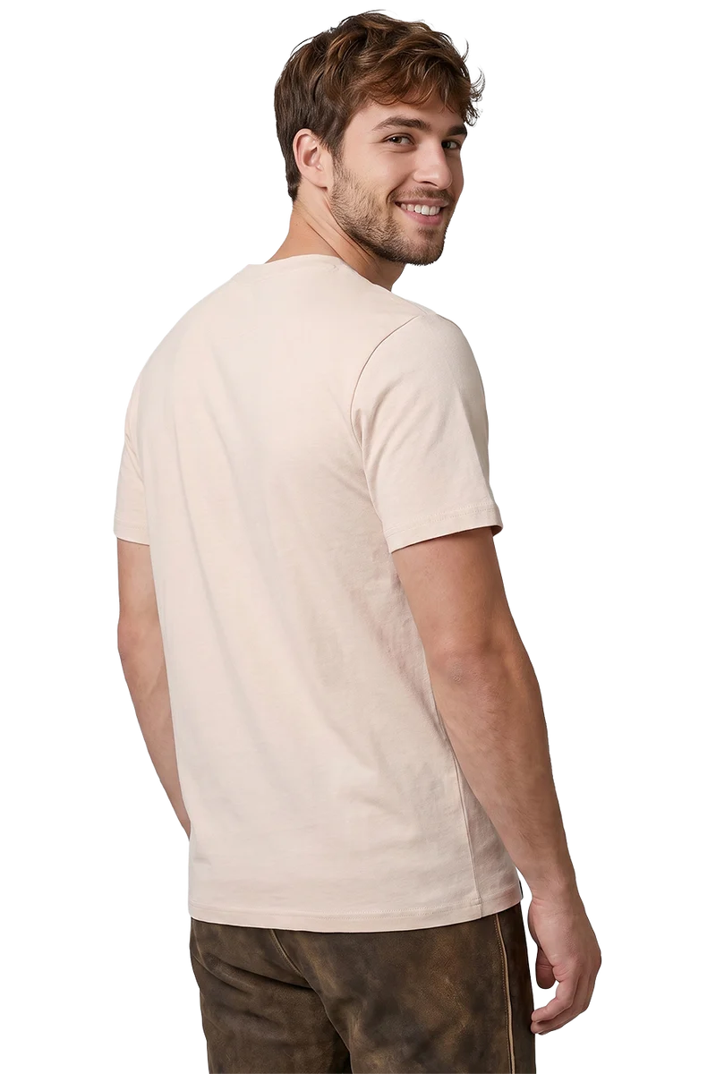 Herren Trachtenshirt mit notalgischem Traktor-Motiv - altweiß