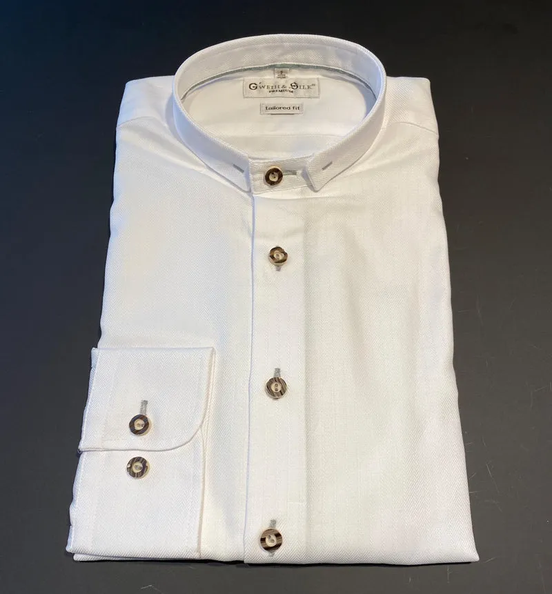 Trachtenhemd Langarm G´Weih & Silk Traunsee Stehkragen weiß
