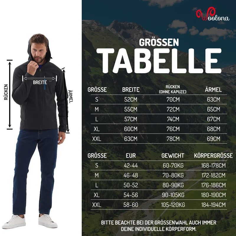 Windbreaker Jacke Herren- RIDGE - Merino Inside