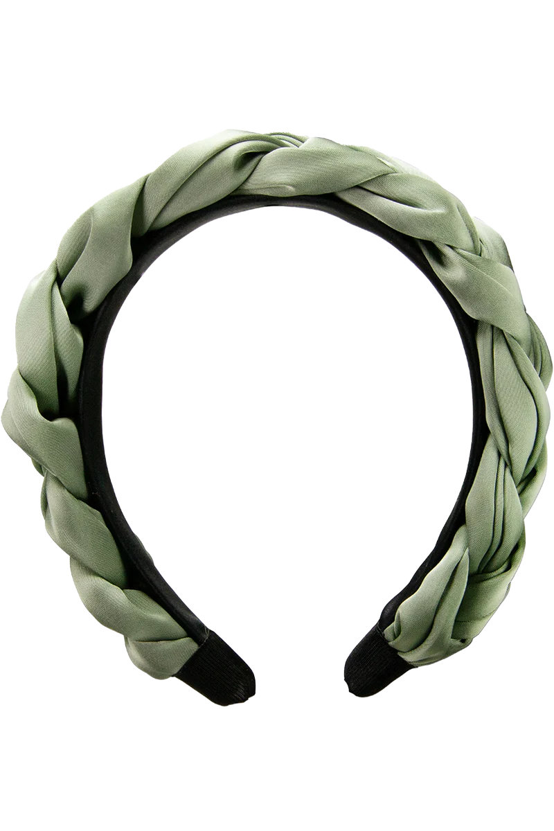 Damen Satin-Haarreif mit Flechtdesign - salbei