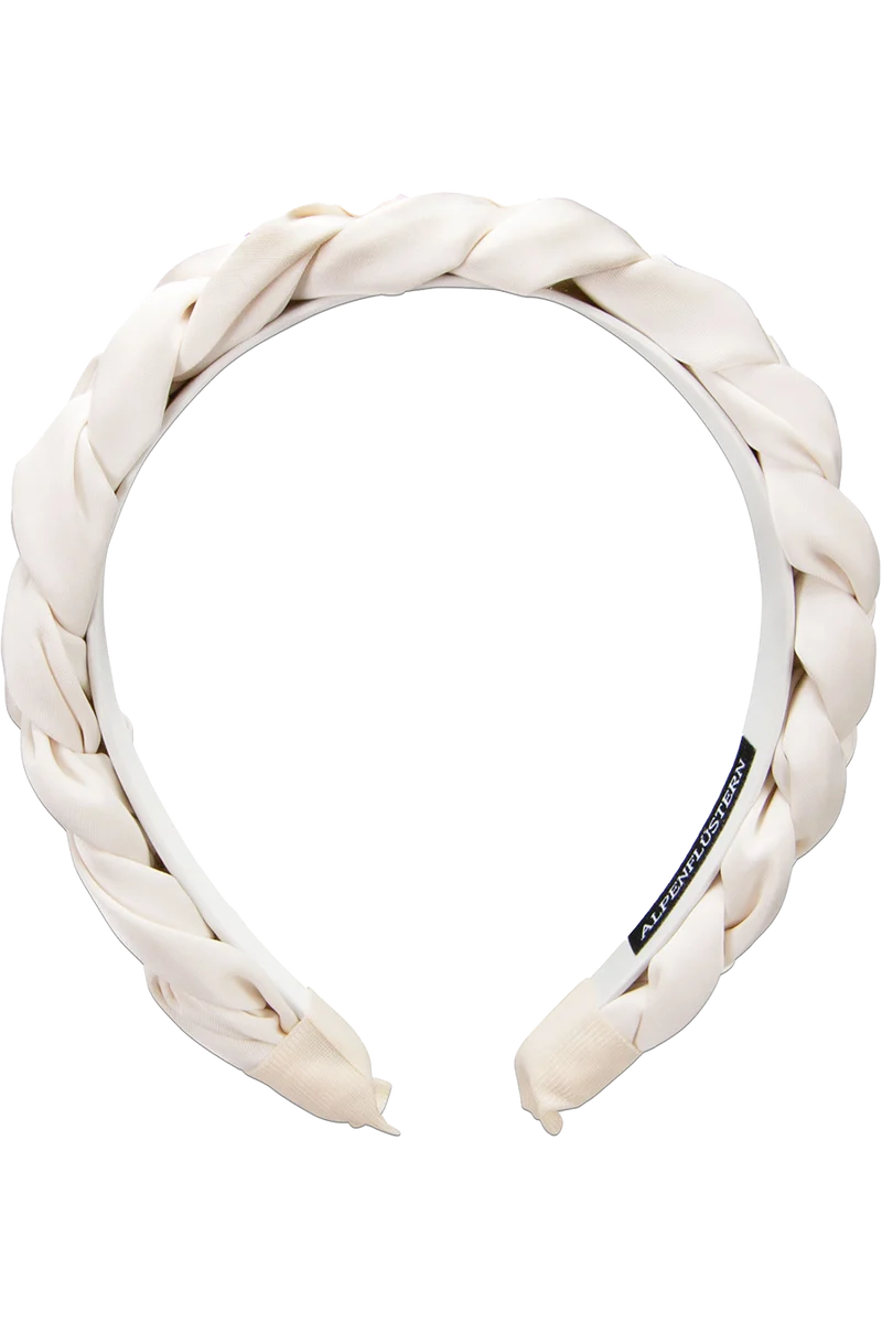 Damen Satin-Haarreif mit Flechtdesign - creme