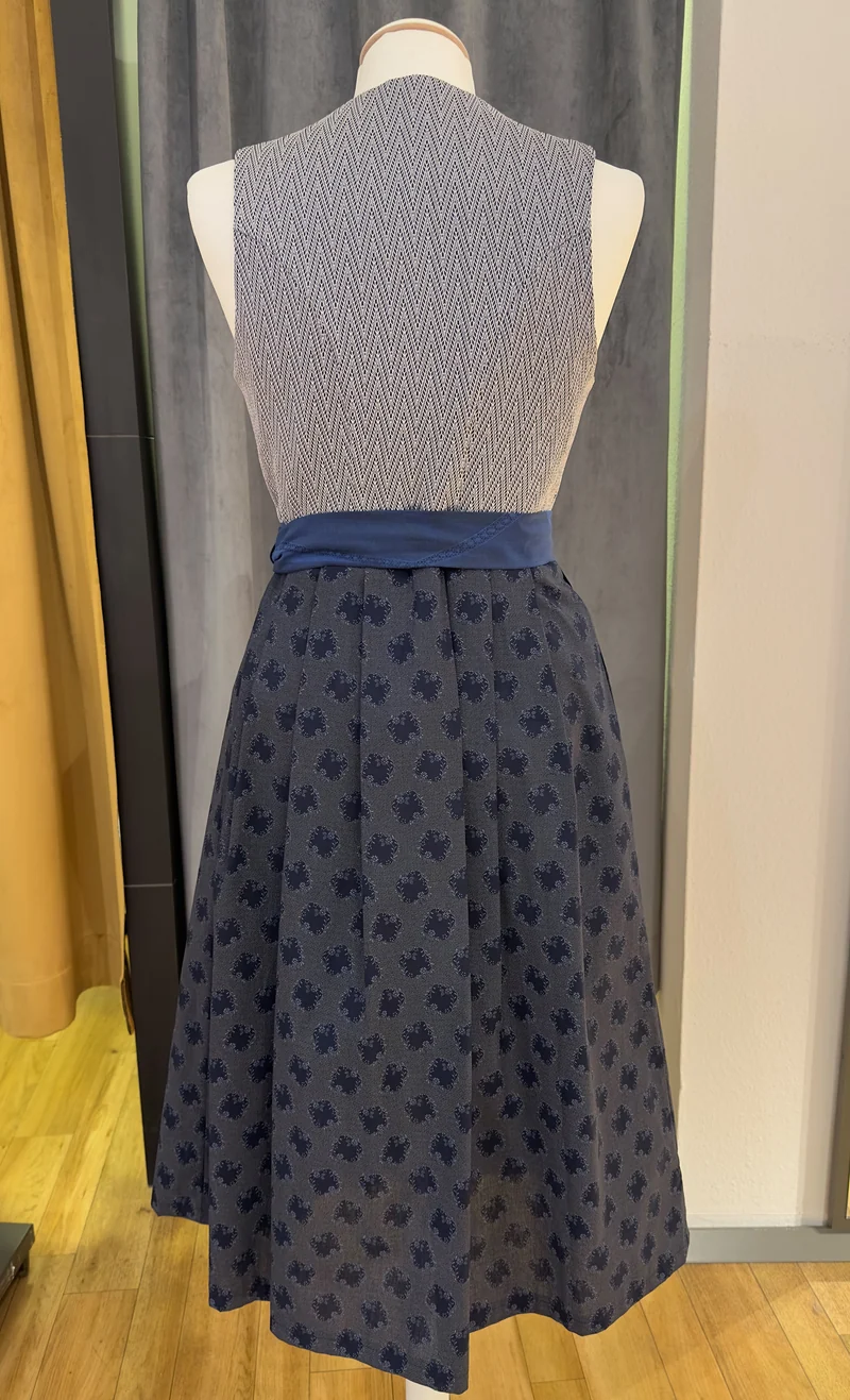 Dirndl Goldstich grau/blau 75cm