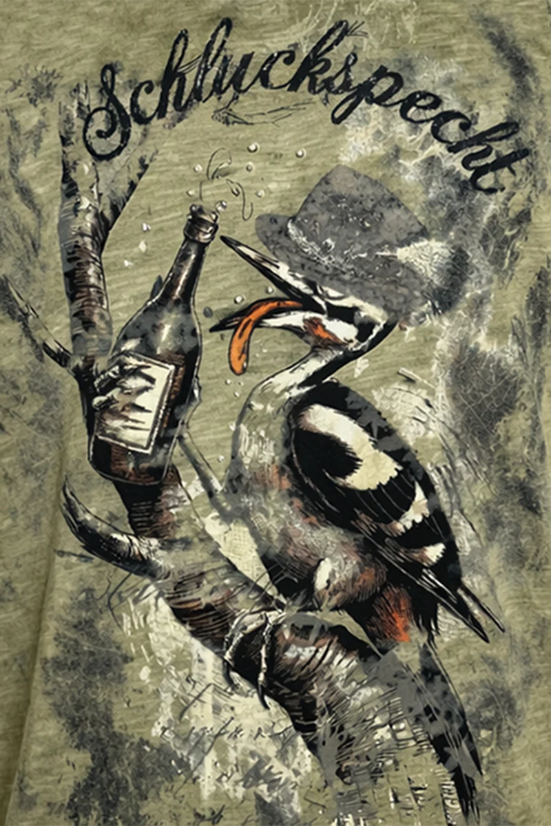 Herren T-Shirt mit Spechtmotiv 'Schluck Specht'