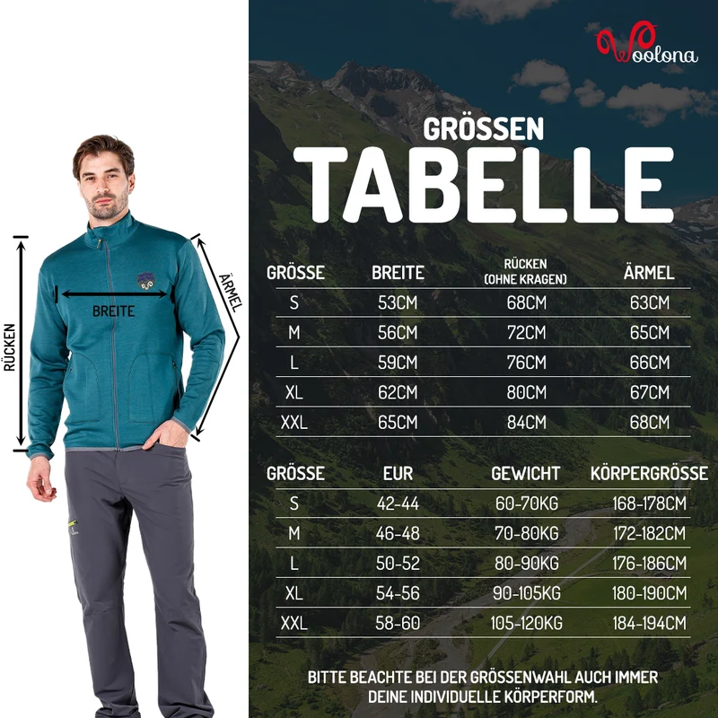 Merino Jacke - BORNOVA - 100% Merinowolle