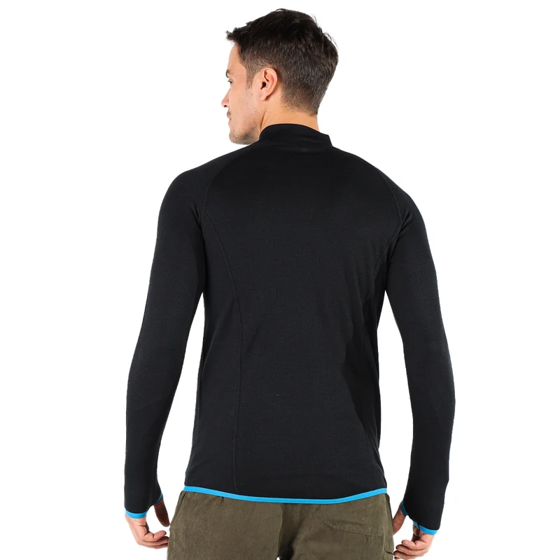 Langarmshirt - HALLDOR - 100% Merinowolle (Zip)