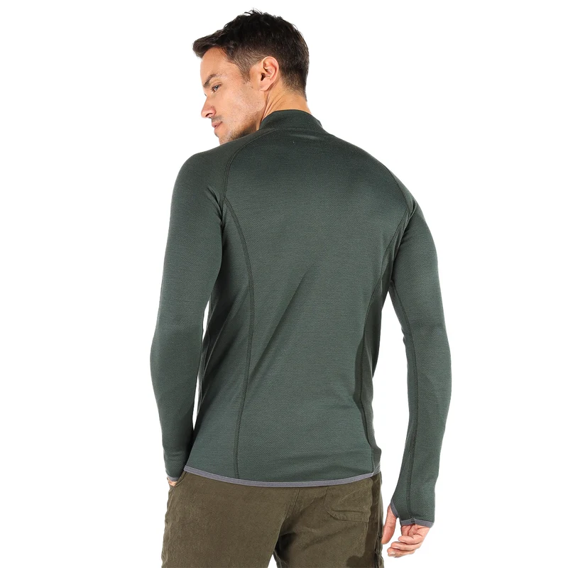 Langarmshirt - HALLDOR - 100% Merinowolle (Zip)