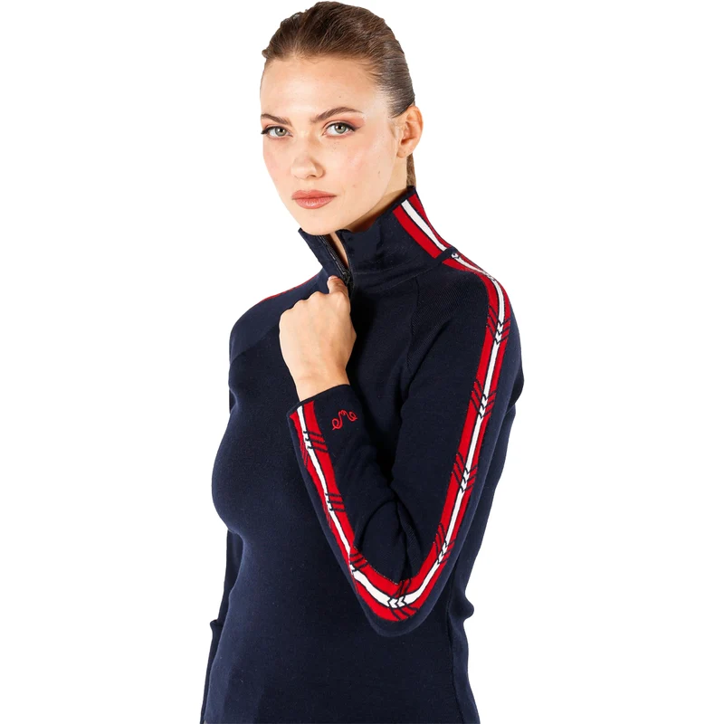 Merino Pullover Damen - ASYA - 100% Merinowolle 1/4 (Zip)