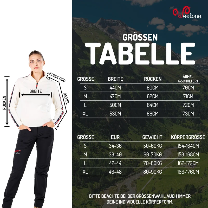 Merino Pullover Damen - ASYA - 100% Merinowolle 1/4 (Zip)