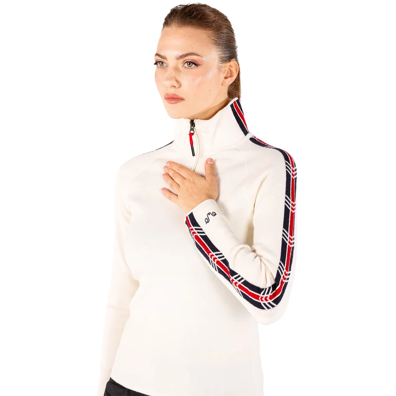 Merino Pullover Damen - ASYA - 100% Merinowolle 1/4 (Zip)
