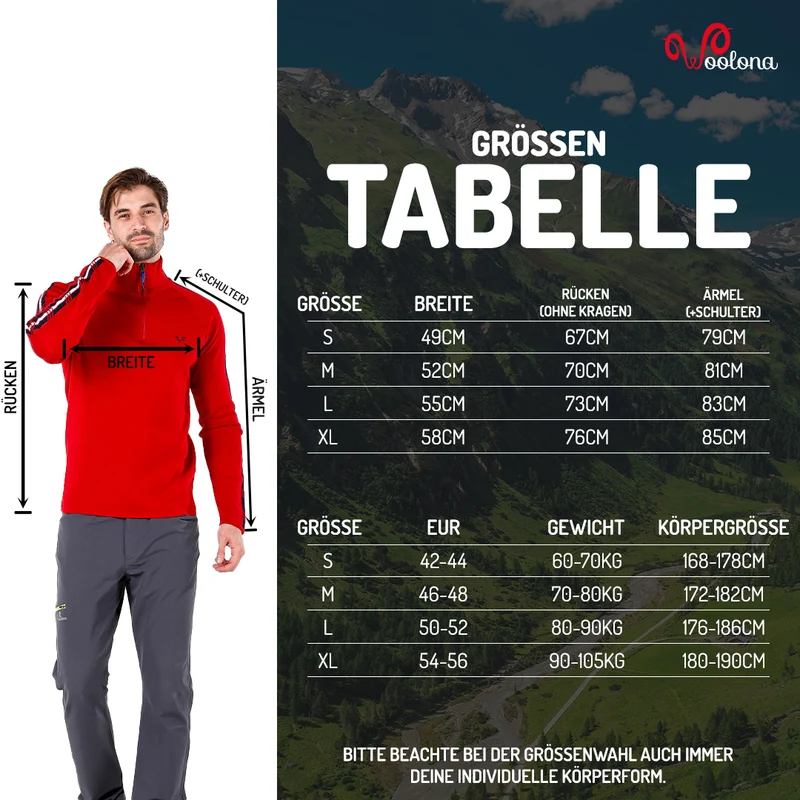 Merino Pullover Herren - NOYAN - 100% Merinowolle 1/4 (Zip)