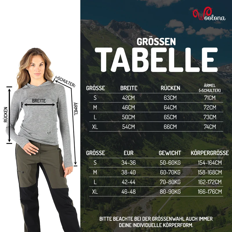 Langarm Hoodie - SONATRA - 100% Merinowolle