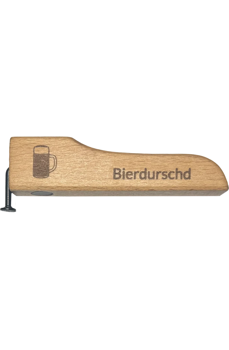 Flaschenöffner aus Holz mit Gravur - bierdurschd