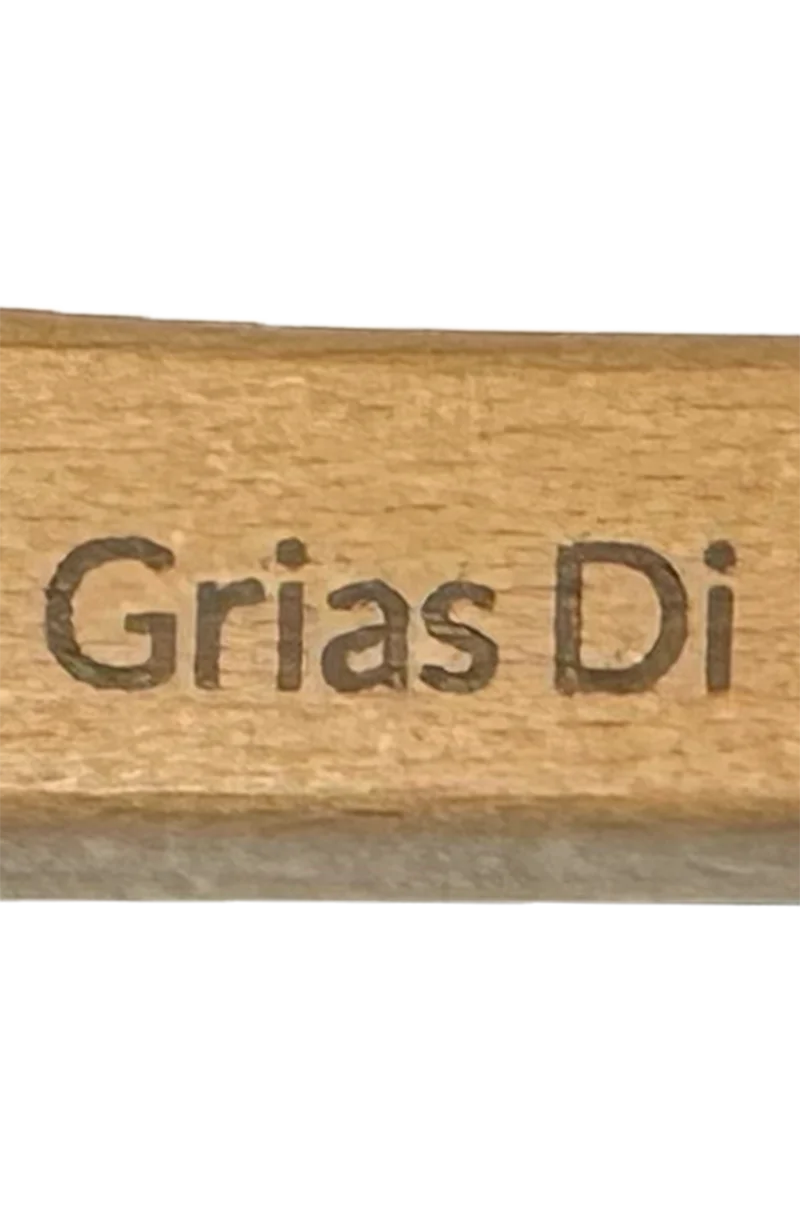 Flaschenöffner aus Holz mit Gravur - grias di