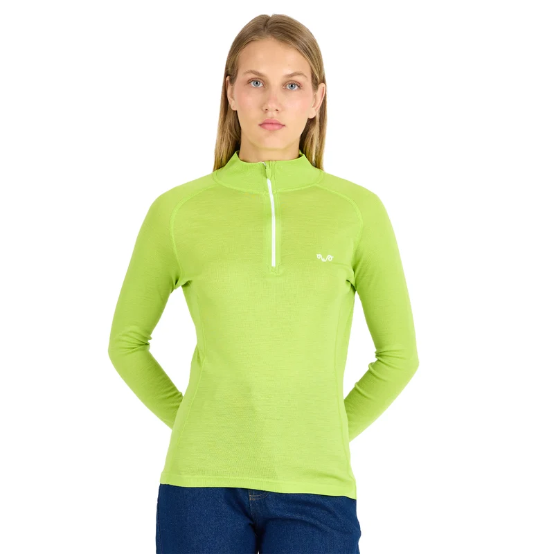 Merino Langarmshirt Damen - VEGA - 100% Merinowolle (Zip)