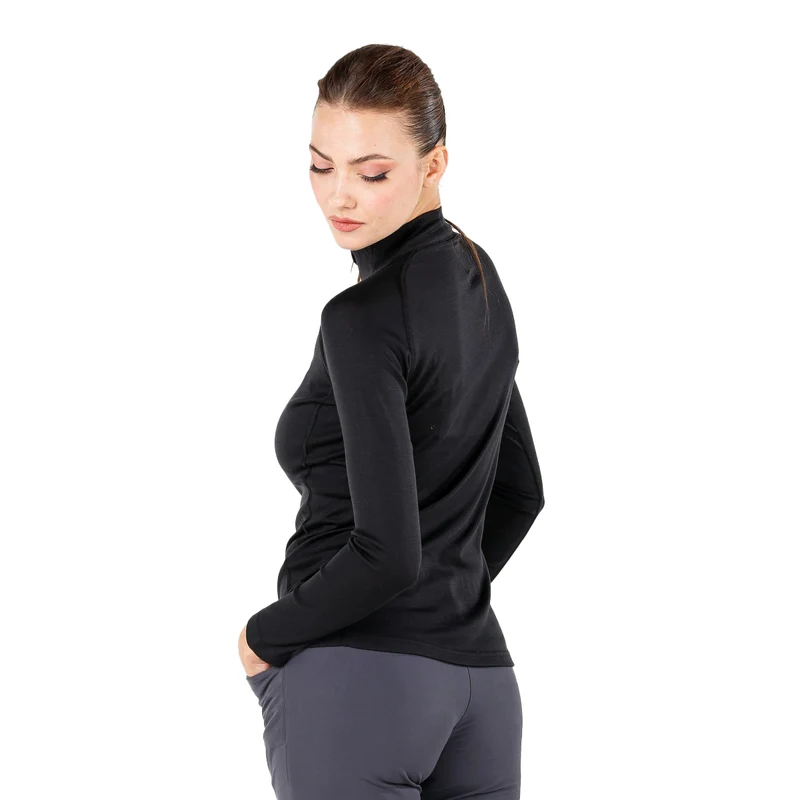 Merino Langarmshirt Damen - VEGA - 100% Merinowolle (Zip)