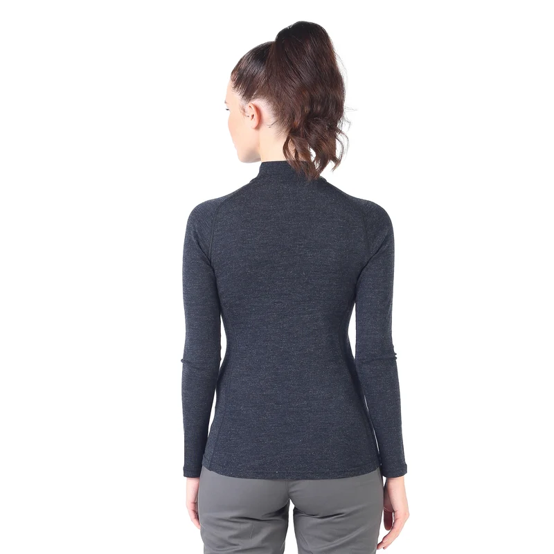 Merino Langarmshirt Damen - VEGA - 100% Merinowolle (Zip)