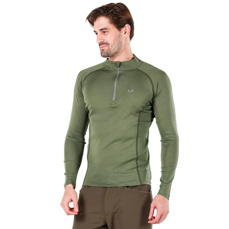 Langarmshirt - ASTRO - 100% Merinowolle (Zip)