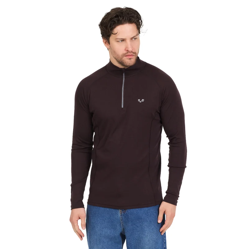 Langarmshirt - ASTRO - 100% Merinowolle (Zip)