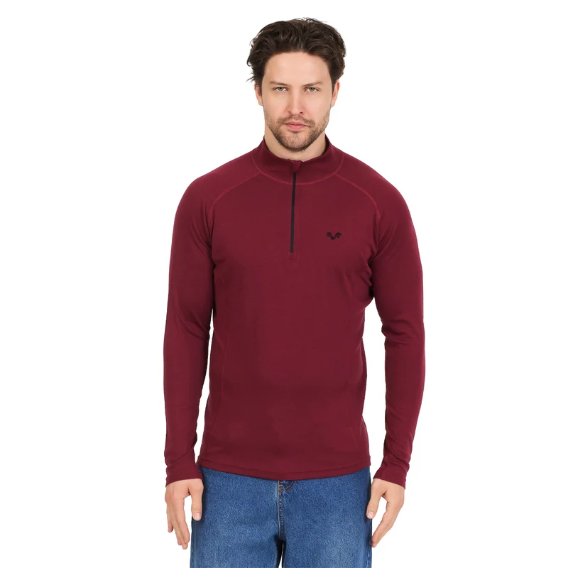Langarmshirt - ASTRO - 100% Merinowolle (Zip)
