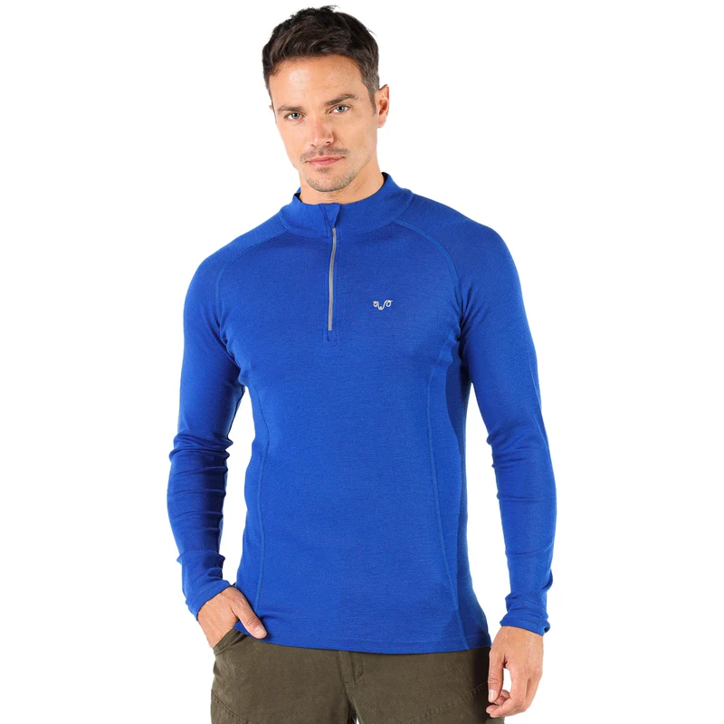 Langarmshirt - ASTRO - 100% Merinowolle (Zip)