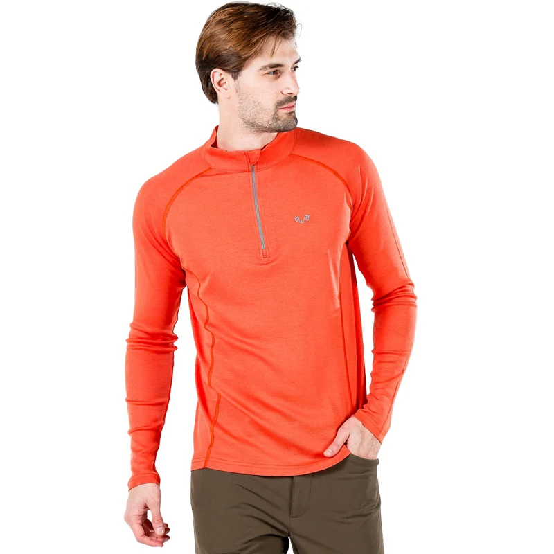 Langarmshirt - ASTRO - 100% Merinowolle (Zip)