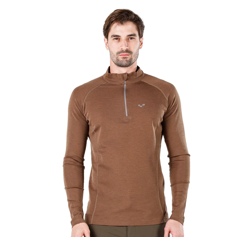 Langarmshirt - ASTRO - 100% Merinowolle (Zip)