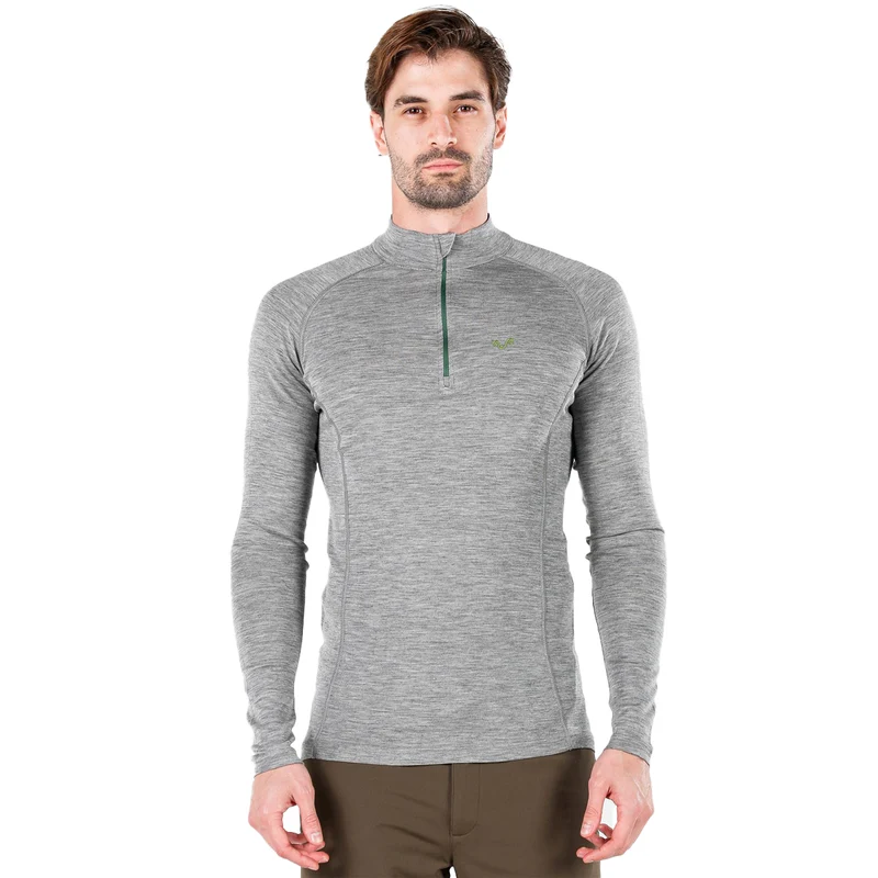 Langarmshirt - ASTRO - 100% Merinowolle (Zip)