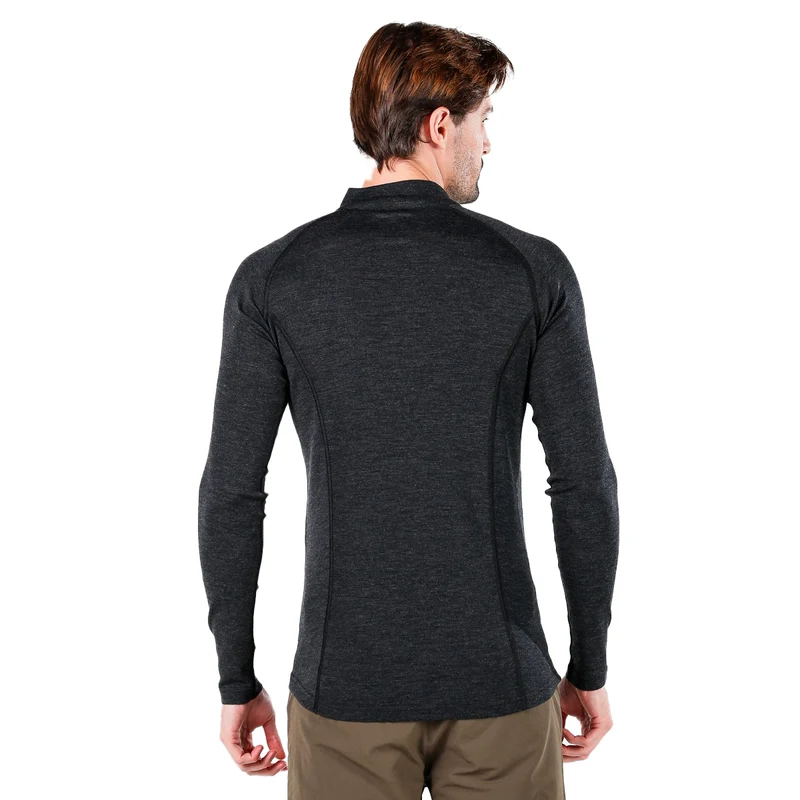 Langarmshirt - ASTRO - 100% Merinowolle (Zip)