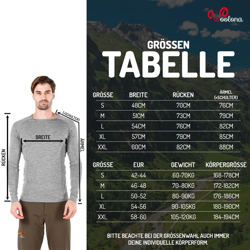 Langarmshirt - REMUS - 100% Merinowolle
