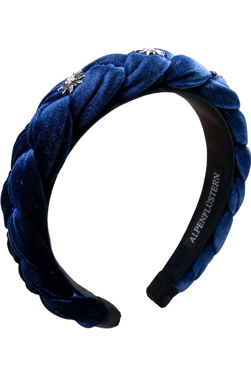 Damen Samt-Haarreif mit Strass-Edelweiß - blau