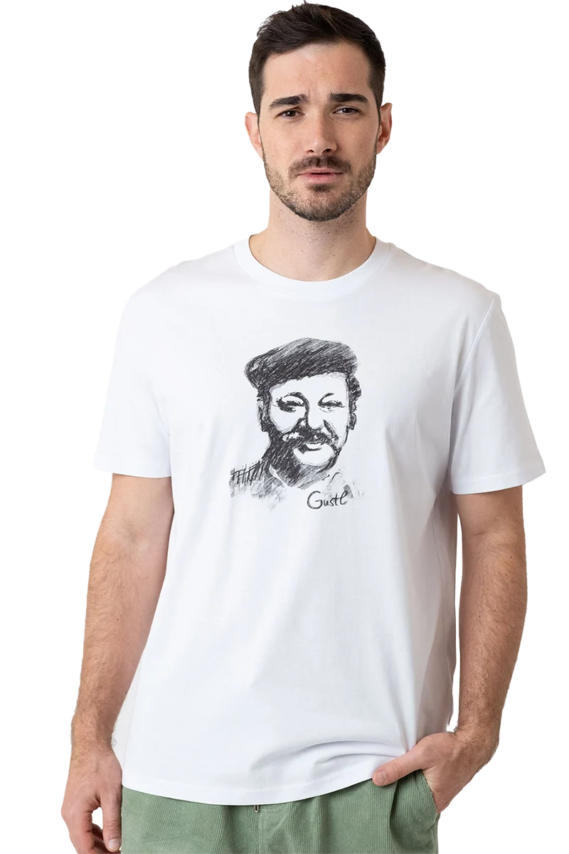 Herren T-Shirt 'Gustl' mit Portrait-Druck