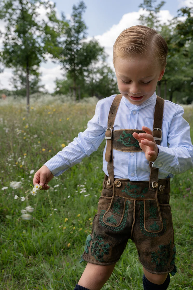 KINDER- TRACHTENHEMD SLIMFIT MÜNCHENER STREIFEN HELLBLAU