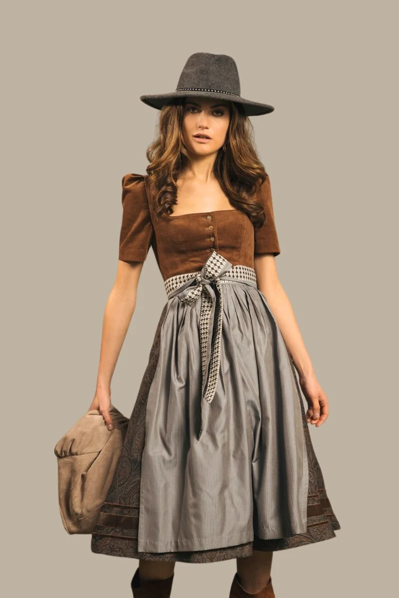 Ärmchendirndl Therese Stretchcord, Rocklänge 75cm
