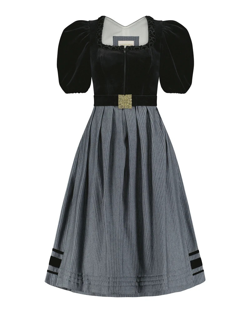 Samtdirndl Mona, mit Puffarm, Rocklänge 70cm