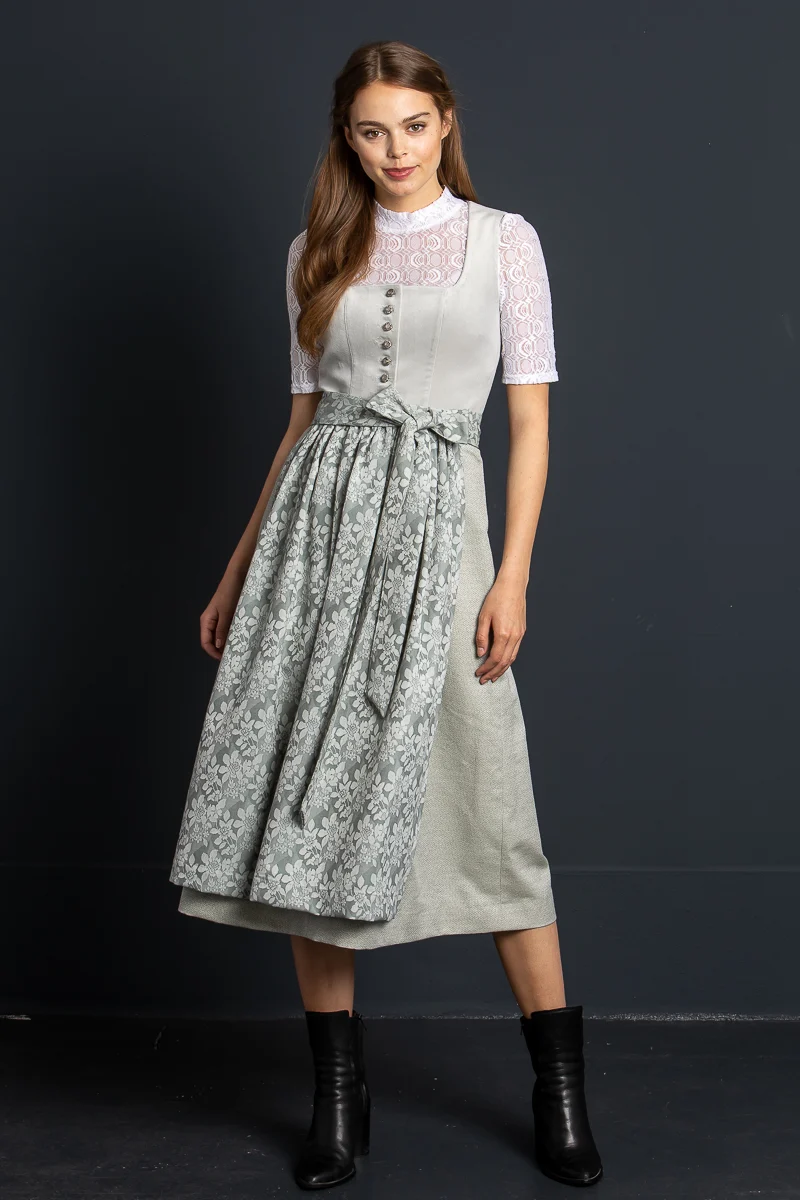 Almliebe Dirndl Boarische Braut grau