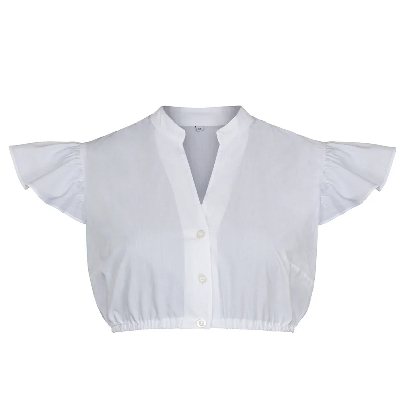 Alpenfee Dirndl Bluse Mira Flügelarm Weiß