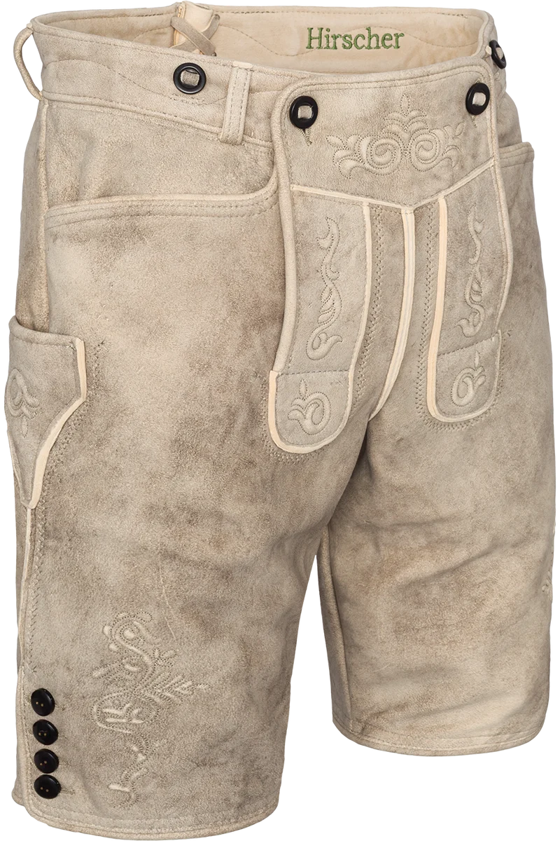 Kurze Herren Hirschlederhose - safari beige