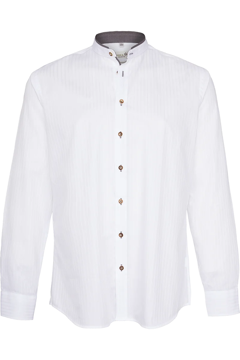 Herren Trachtenhemd Tailored Fit mit Webstreifen - weiß silber