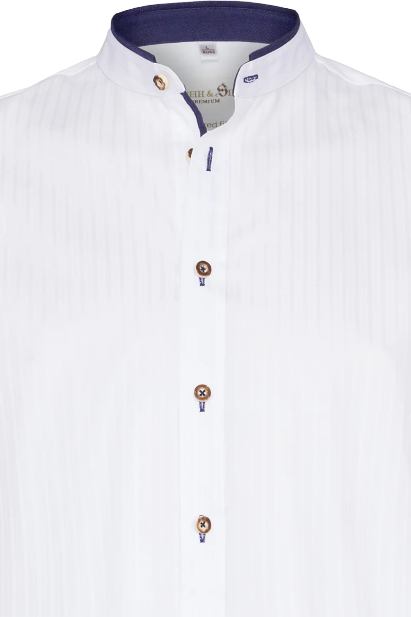 Herren Trachtenhemd Tailored Fit mit Webstreifen - weiss azur