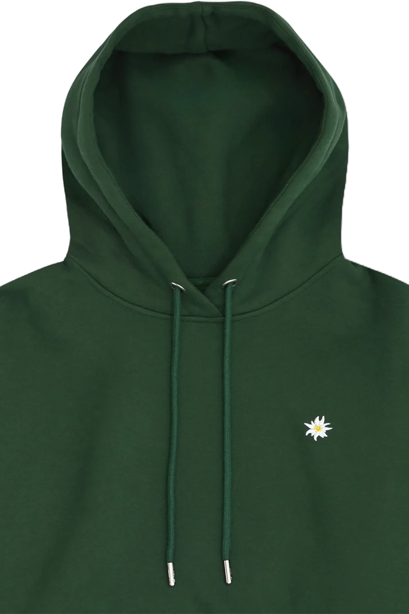 Herren Hoodie mit Edelweiß und Kapuze - dunkelgrün