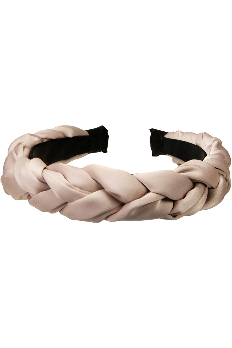 Satin-Haarreif geflochten - grau