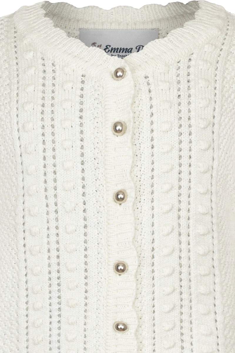 Kinder Trachten-Strickjacke mit feinem Lochmuster - creme
