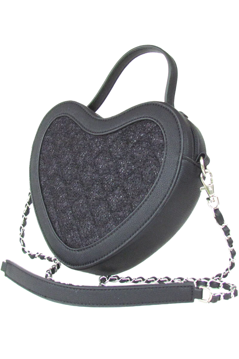 Damen Herztasche im Trachtenstil - schwarz