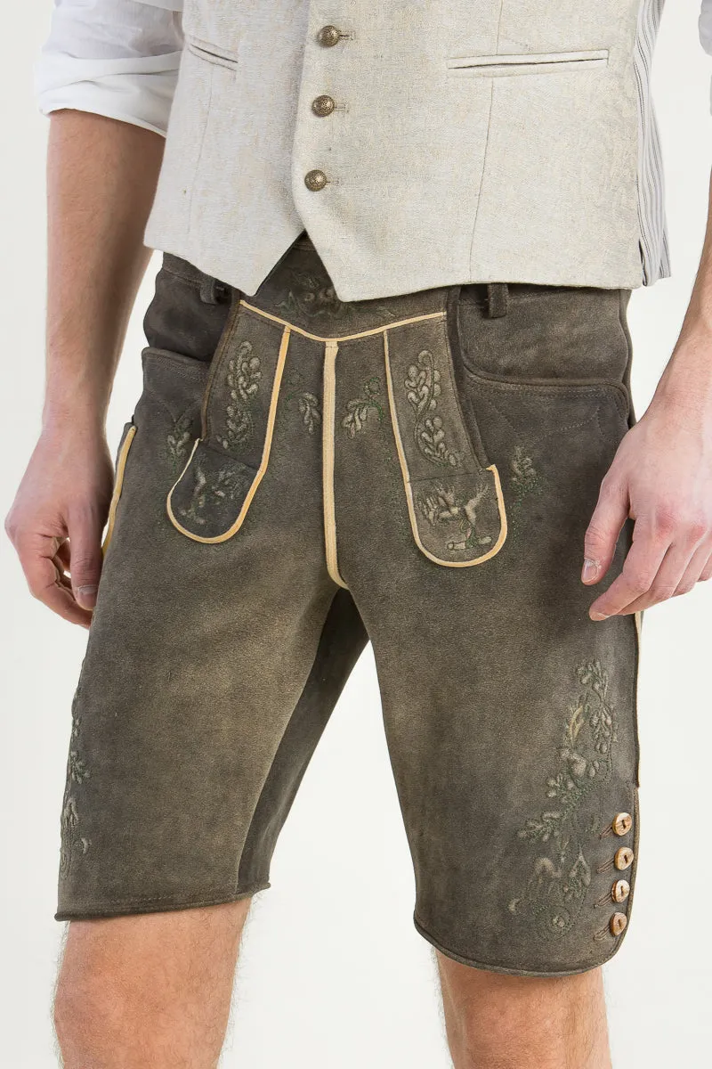 Kurze Meindl Hirschlederhose Hocharn altschwarz