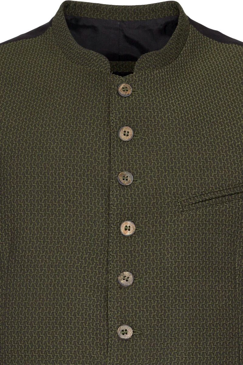 Herren Slim Fit-Trachtenweste mit Hornknöpfen - grün gemustert