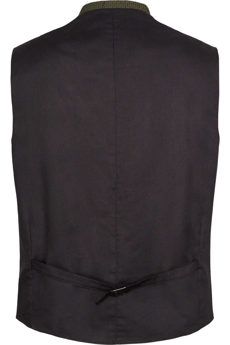Herren Slim Fit-Trachtenweste mit Hornknöpfen - grün gemustert
