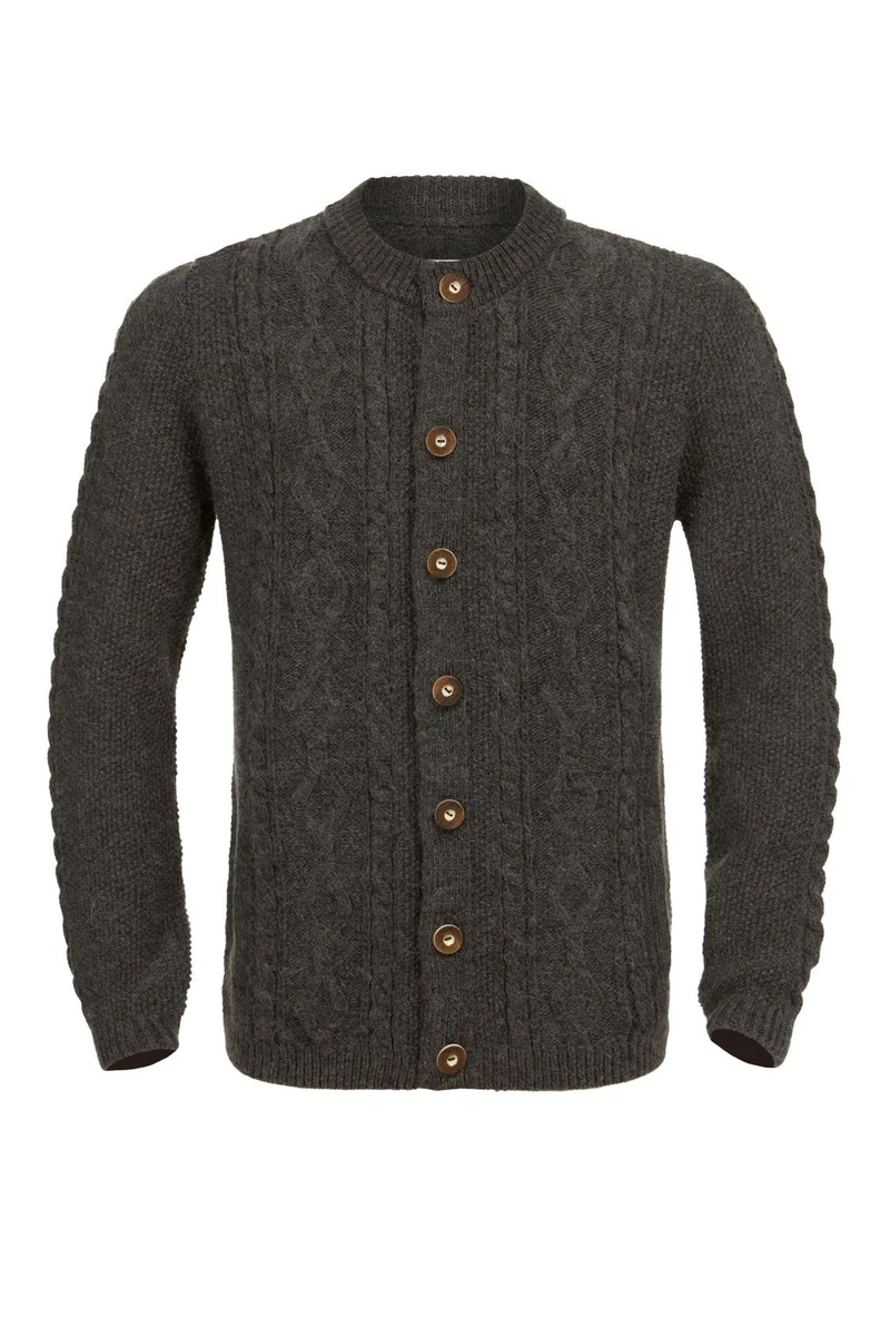 STRICKJACKE HALODRI VINTAGE MIT ZOPF ANTHRAZIT