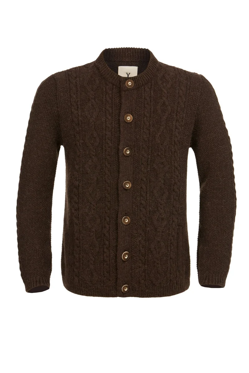 STRICKJACKE HALODRI VINTAGE MIT ZOPF BRAUN